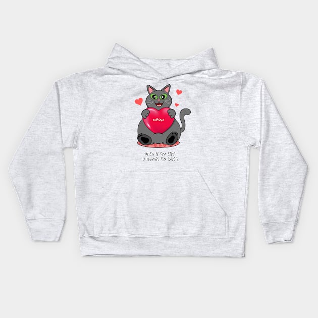 Once You Go Cat, You Never Go Back | Gray Cat Kids Hoodie by leBoosh-Designs